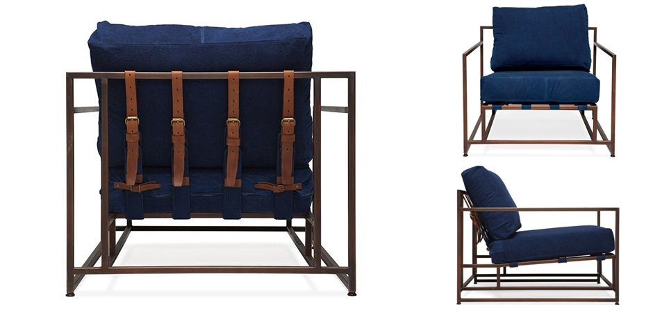 Кресло Kenn X Miller armchair Indigo and copper denim Кресло Kenn X Miller armchair Indigo and copper denim - Loft-Concept в Липецке