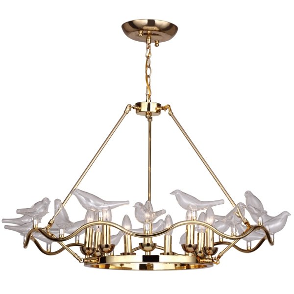 Люстра Dove Chandelier Glass Bird 9 Золотой Люстра Dove Chandelier Glass Bird 9 Золотой в Липецке | Loft Concept