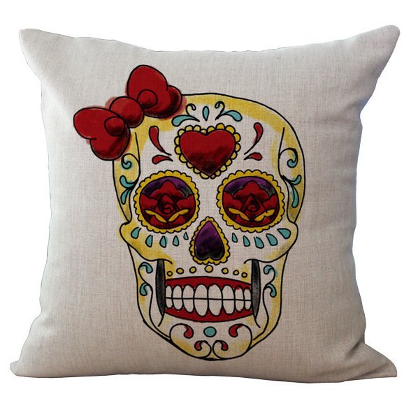 Декоративная подушка Skull With Bow Декоративная подушка Skull With Bow в Липецке | Loft Concept