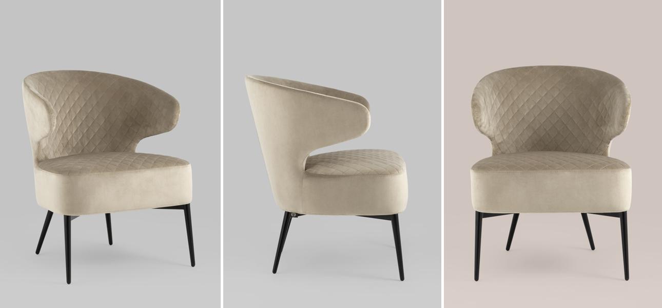 Кресло Estella бежевый велюр - фото