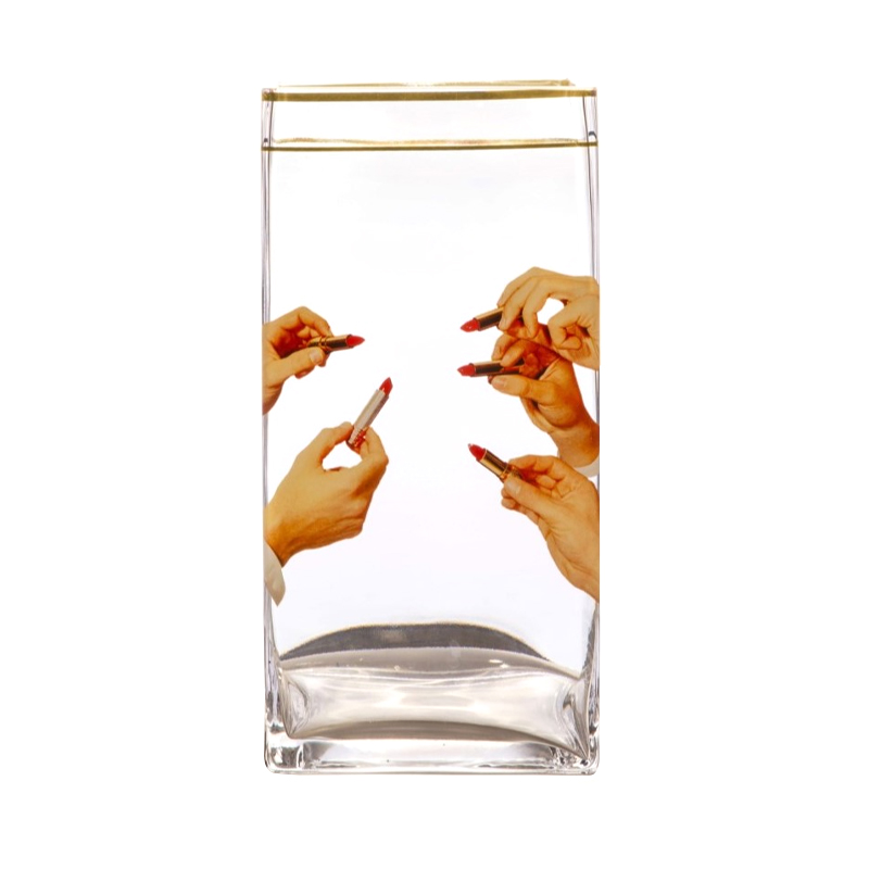 Ваза Glass vase big Lipstick Прозрачный Золотой Бежевый Ваза Glass vase big Lipstick Прозрачный Золотой Бежевый в Липецке | Loft Concept