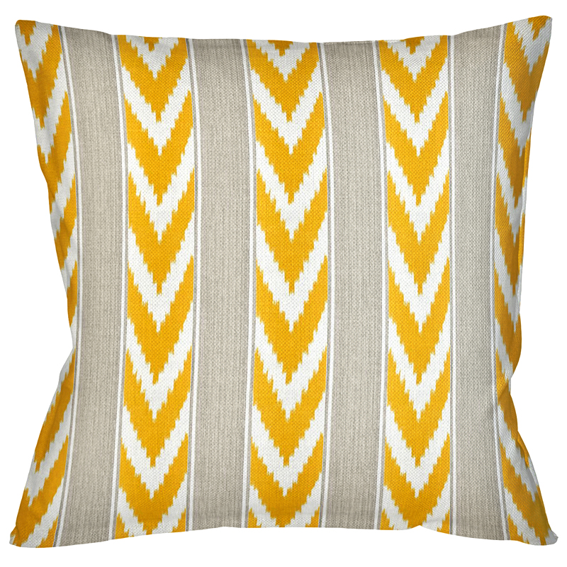 Декоративная подушка Ikat Pattern Желтая Желтый Белый Серый Декоративная подушка Ikat Pattern Желтая Желтый Белый Серый в Липецке | Loft Concept