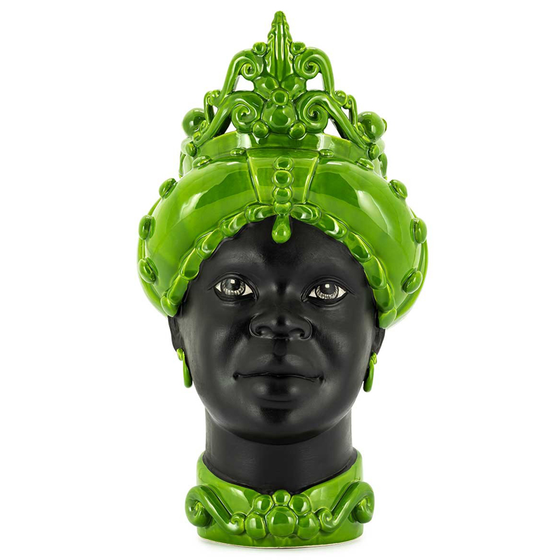 Ваза VASE MORO LADY MED. MAT Green Черный Зеленый в Липецке | Loft Concept 