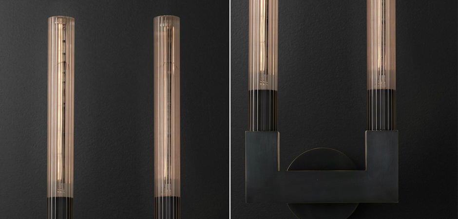 Бра RH CANNELLE wall lamp DOUBLE Sconces Black Бра RH CANNELLE wall lamp DOUBLE Sconces Black - Loft-Concept в Липецке