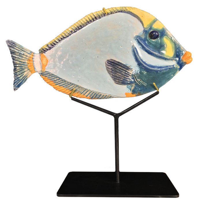 Статуэтка на подставке Tropical Fish Серый Черный Оранжевый Статуэтка на подставке Tropical Fish Серый Черный Оранжевый в Липецке | Loft Concept