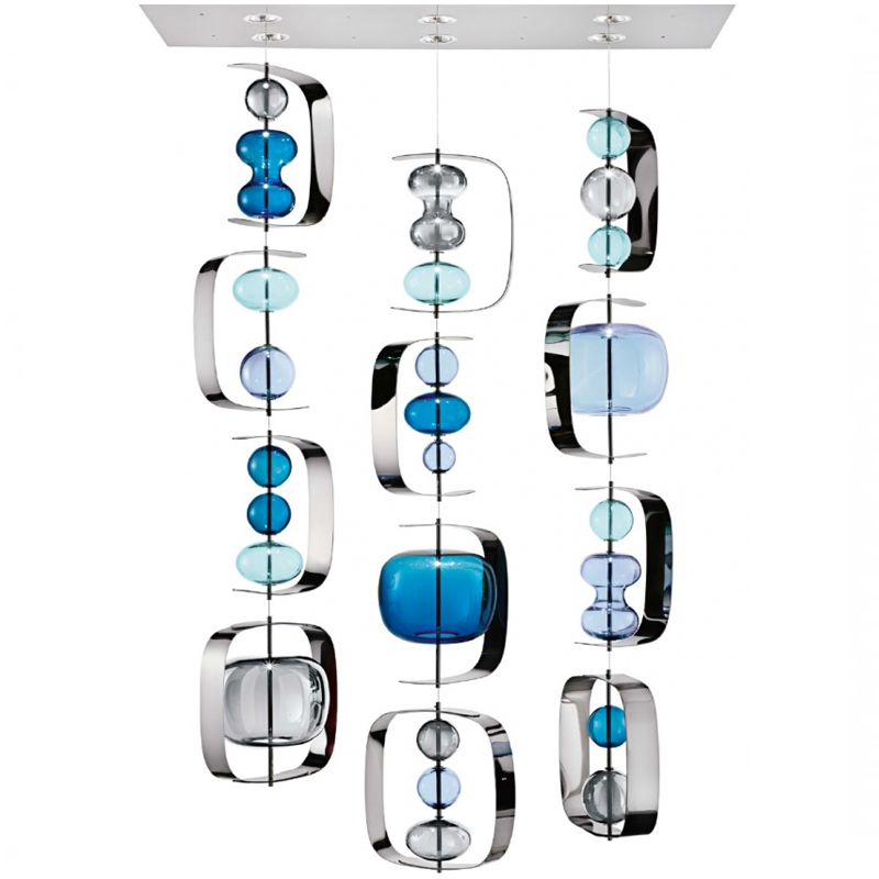 Светильник Barovier & Toso Manhattan Blue Голубой Синий Хром Светильник Barovier & Toso Manhattan Blue Голубой Синий Хром в Липецке | Loft Concept