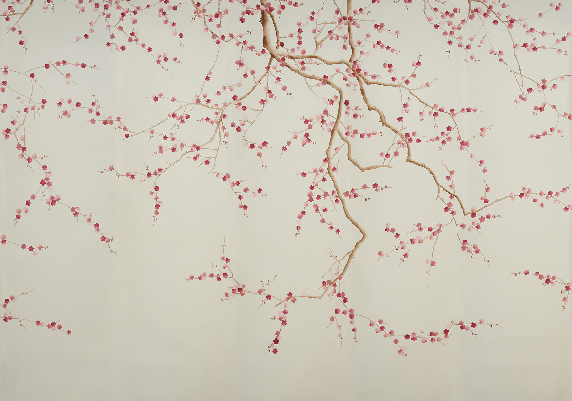 Обои ручная роспись Plum Blossom Blossom on Satin Grey dyed silk Обои ручная роспись Plum Blossom Blossom on Satin Grey dyed silk - постер Loft-Concept в Липецке