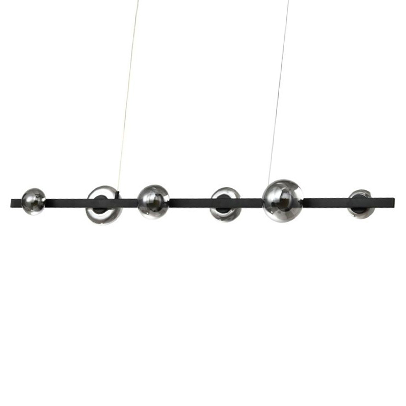 Люстра светодиодная линейная с 6-ю круглыми серыми плафонами Iona Chandelier Black Черный Серый Люстра светодиодная линейная с 6-ю круглыми серыми плафонами Iona Chandelier Black Черный Серый в Липецке | Loft Concept