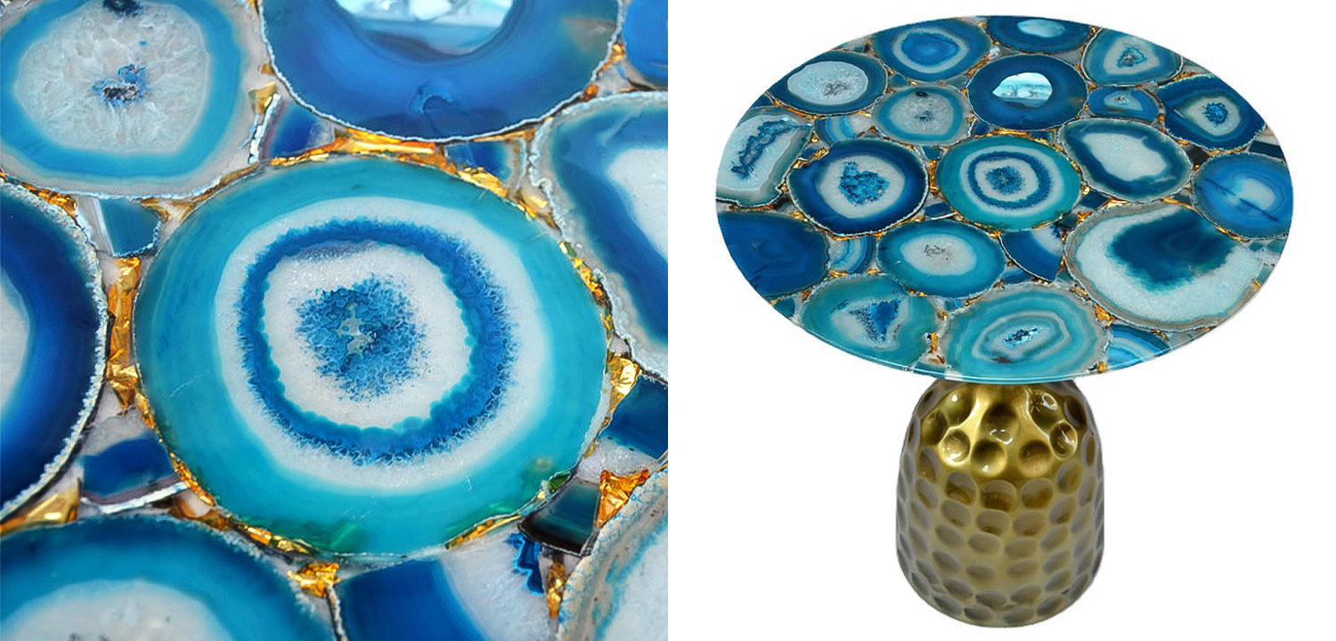 Приставной стол Cluster Surface Blue Agate Side Table - фото