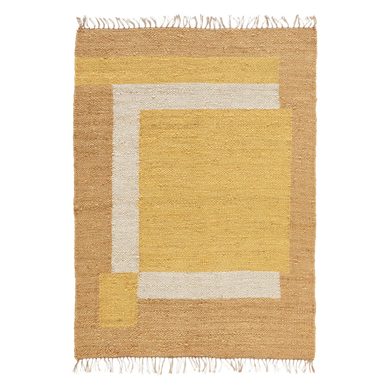 Ковер с бахромой Carpet Yellow 100% джут Бежевый Желтый Коричневый Ковер с бахромой Carpet Yellow 100% джут Бежевый Желтый Коричневый в Липецке | Loft Concept