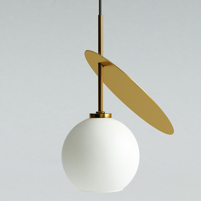 Подвесной светильник Cherry Pendant One Gold Белое матовое стекло Глянцевое золото Подвесной светильник Cherry Pendant One Gold Белое матовое стекло Глянцевое золото в Липецке | Loft Concept