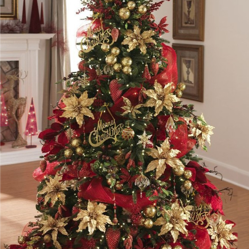 Дизайнерская Елка с Красным и Золотым новогодним декором Christmas Tree Golden Flowers Красный Золотой Дизайнерская Елка с Красным и Золотым новогодним декором Christmas Tree Golden Flowers Красный Золотой в Липецке | Loft Concept