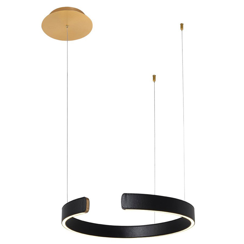 Подвесной светильник Half Ring black leather 40 Черный Золотой Подвесной светильник Half Ring black leather 40 Черный Золотой в Липецке | Loft Concept
