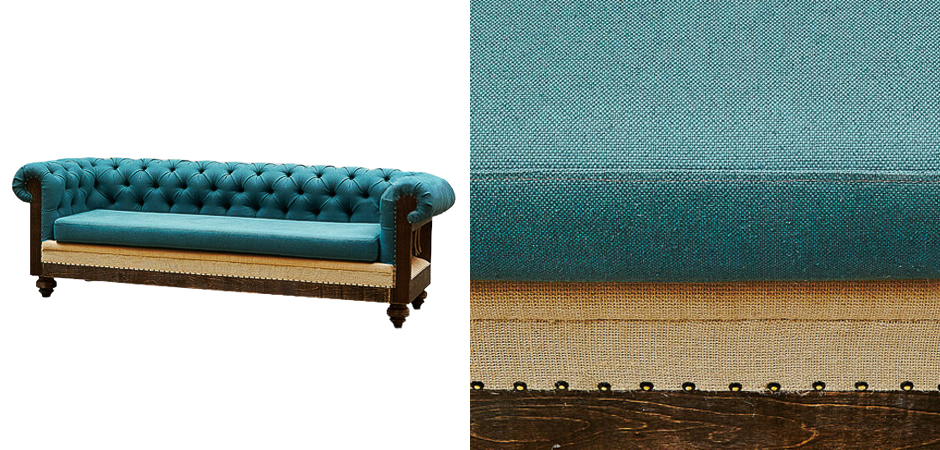 Диван Deconstructed Chesterfield Sofa triple turquoise Linen - фото №1