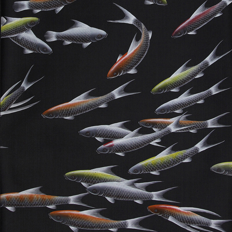 Обои ручная роспись Fishes Koi on Pitch dyed silk Обои ручная роспись Fishes Koi on Pitch dyed silk в Липецке | Loft Concept