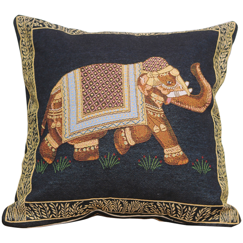 Декоративная подушка Indian Elephant Black Мульти Черный Декоративная подушка Indian Elephant Black Мульти Черный в Липецке | Loft Concept