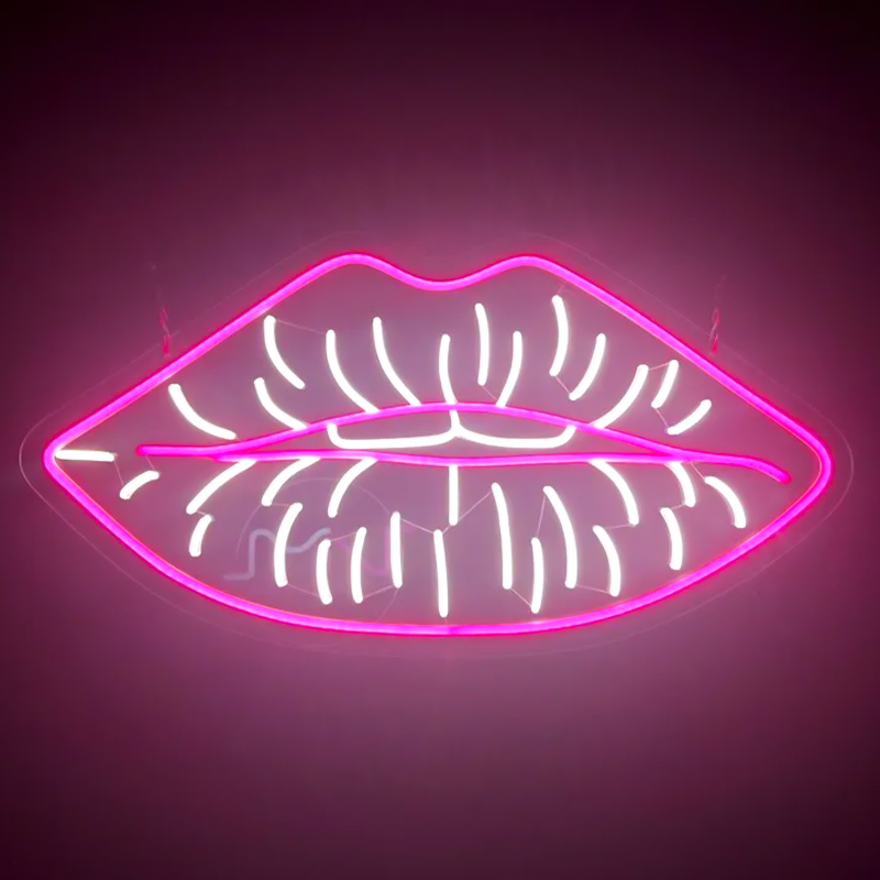 Неоновая настенная лампа Lips Neon Wall Lamp Розовый Белый Неоновая настенная лампа Lips Neon Wall Lamp Розовый Белый в Липецке | Loft Concept