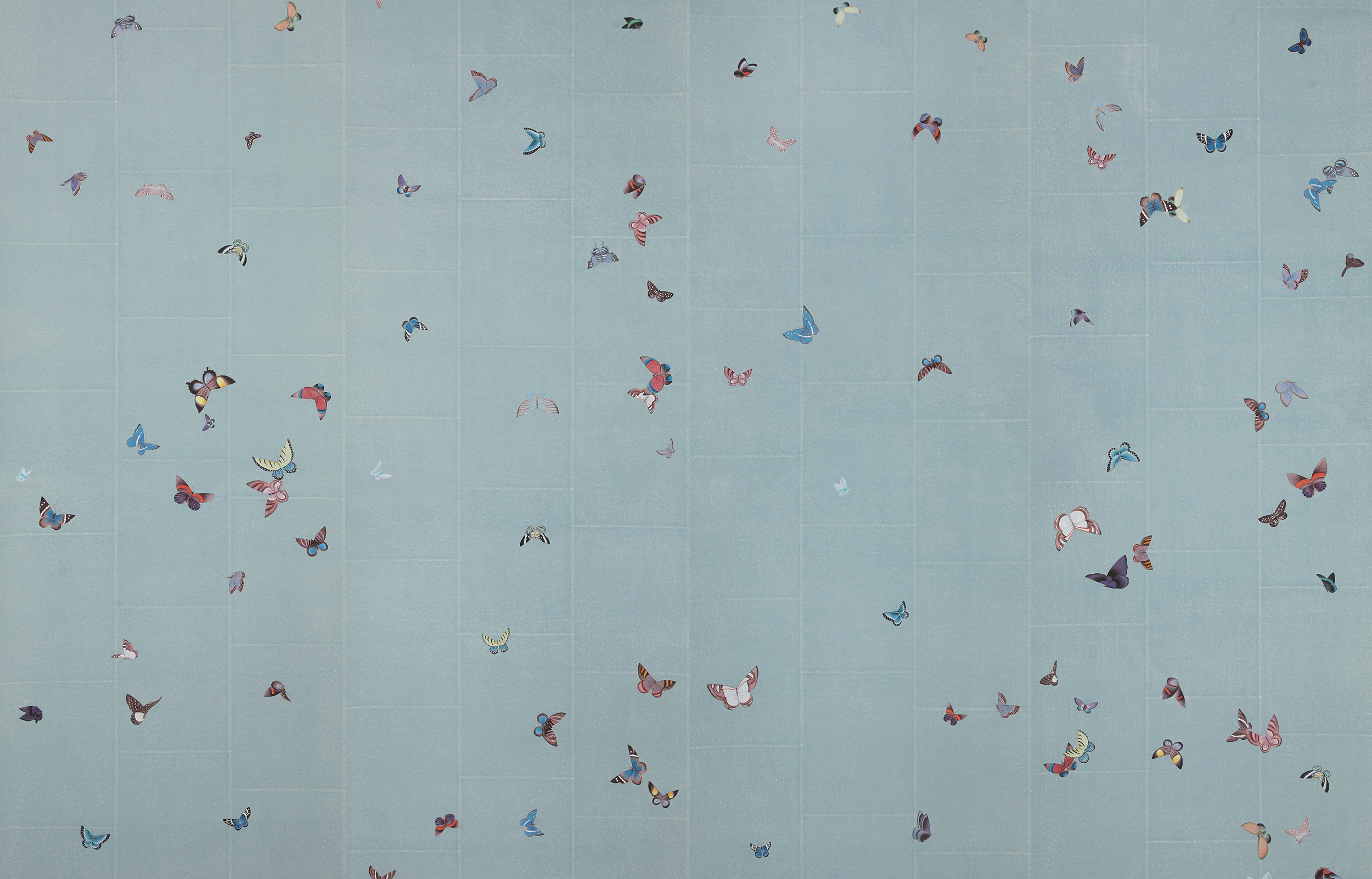 Обои ручная роспись Butterflies Icarus on Azure India tea paper Обои ручная роспись Butterflies Icarus on Azure India tea paper - постер Loft-Concept в Липецке