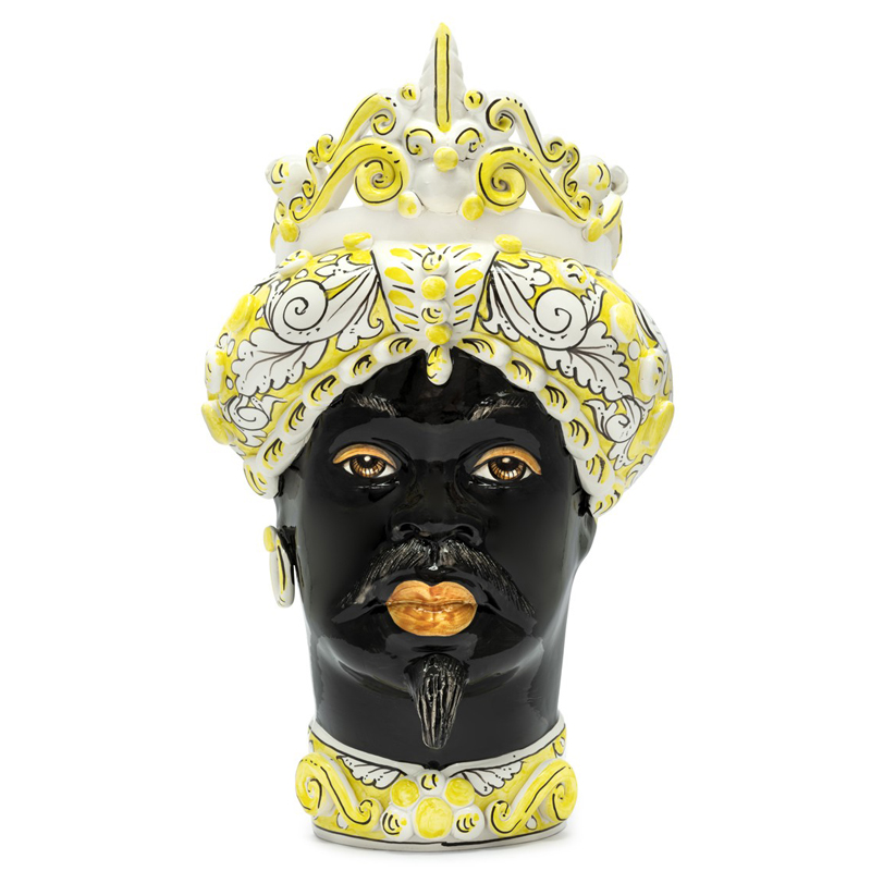 Ваза VASE MORO MAN MEDIUM yellow Черный Белый Желтый Ваза VASE MORO MAN MEDIUM yellow Черный Белый Желтый в Липецке | Loft Concept