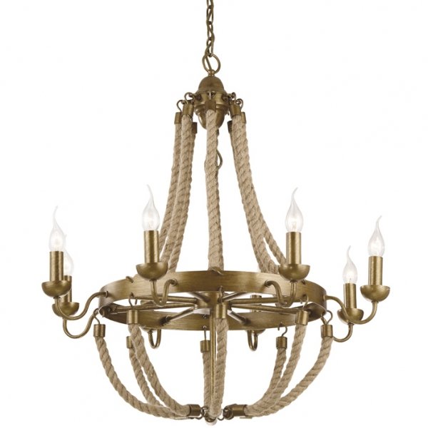 Люстра Rattan Chandelier Metall 8 Loft Rope Light Люстра Rattan Chandelier Metall 8 Loft Rope Light в Липецке | Loft Concept