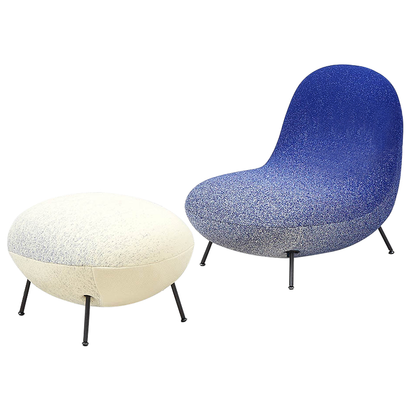 Кресло и пуф Whitney Gradient Armchair and Ottoman Синий Молочный Кресло и пуф Whitney Gradient Armchair and Ottoman Синий Молочный в Липецке | Loft Concept