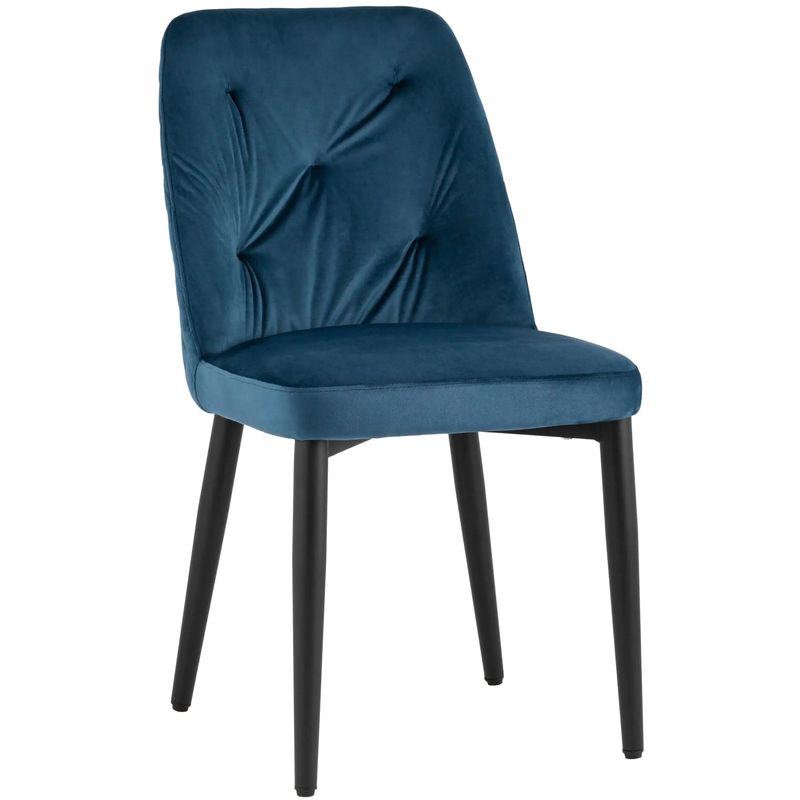 Стул Emma Chair Синий Велюр Синий Черный Стул Emma Chair Синий Велюр Синий Черный в Липецке | Loft Concept