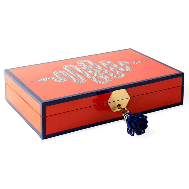 Шкатулка EDEN LACQUER JEWELRY BOX Jonathan Adler Оранжевый Синий Золотой Белый Черный Шкатулка EDEN LACQUER JEWELRY BOX Jonathan Adler Оранжевый Синий Золотой Белый Черный в Липецке | Loft Concept