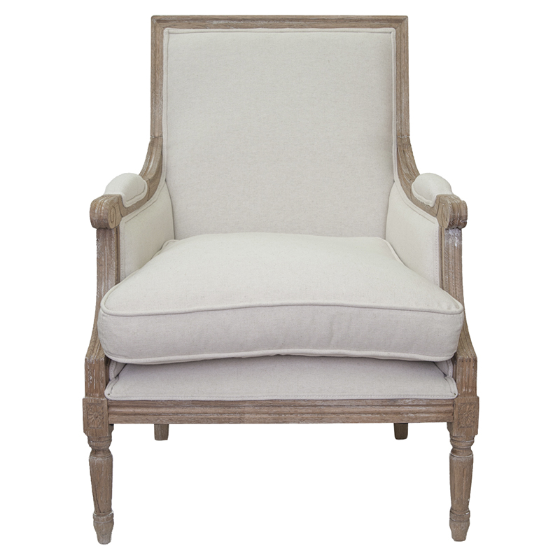 Кресло William Classical Armchair beige flax Бежевый Коричневый Кресло William Classical Armchair beige flax Бежевый Коричневый в Липецке | Loft Concept