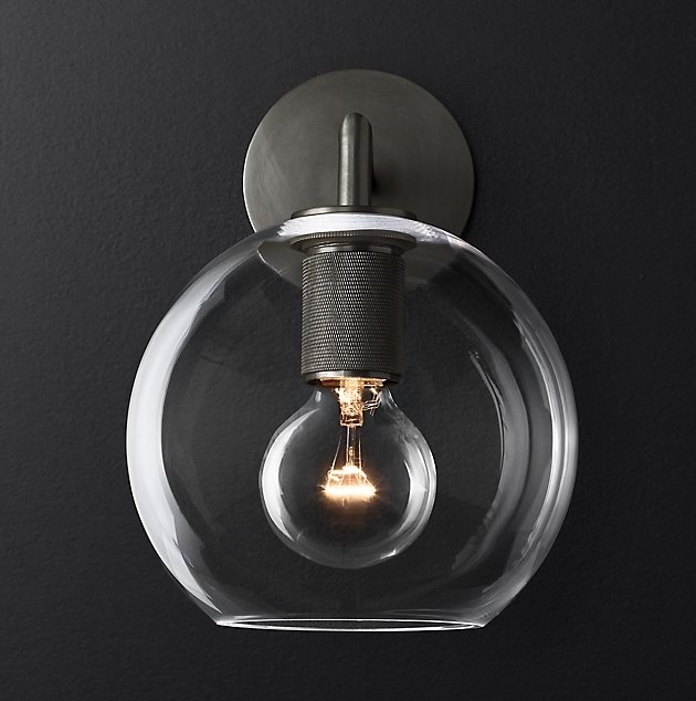 Бра RH Utilitaire Globe Shade Single Sconce Black Черный Темная бронза Бра RH Utilitaire Globe Shade Single Sconce Black Черный Темная бронза в Липецке | Loft Concept