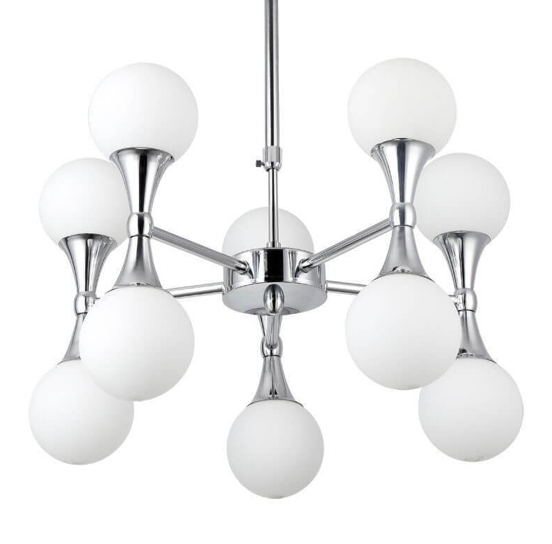 Люстра Ball Valley Chandelier Chromium 10 Белый Хром Люстра Ball Valley Chandelier Chromium 10 Белый Хром в Липецке | Loft Concept