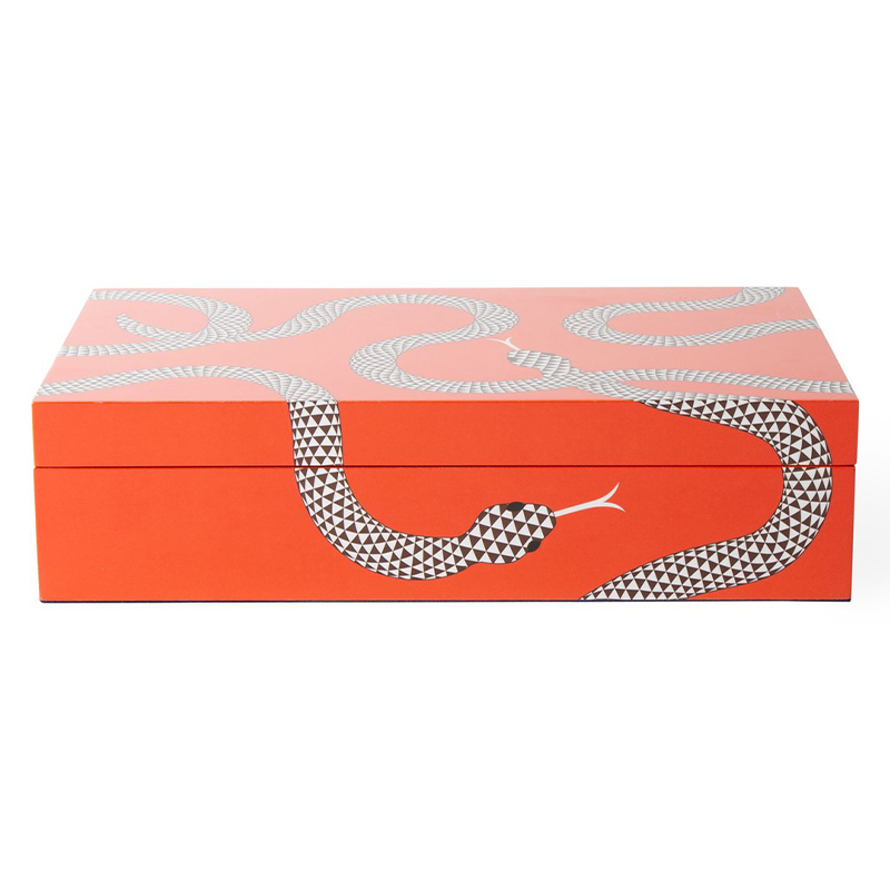 Шкатулка LARGE EDEN LACQUER BOX Jonathan Adler Оранжевый Темно-синий Шкатулка LARGE EDEN LACQUER BOX Jonathan Adler Оранжевый Темно-синий в Липецке | Loft Concept