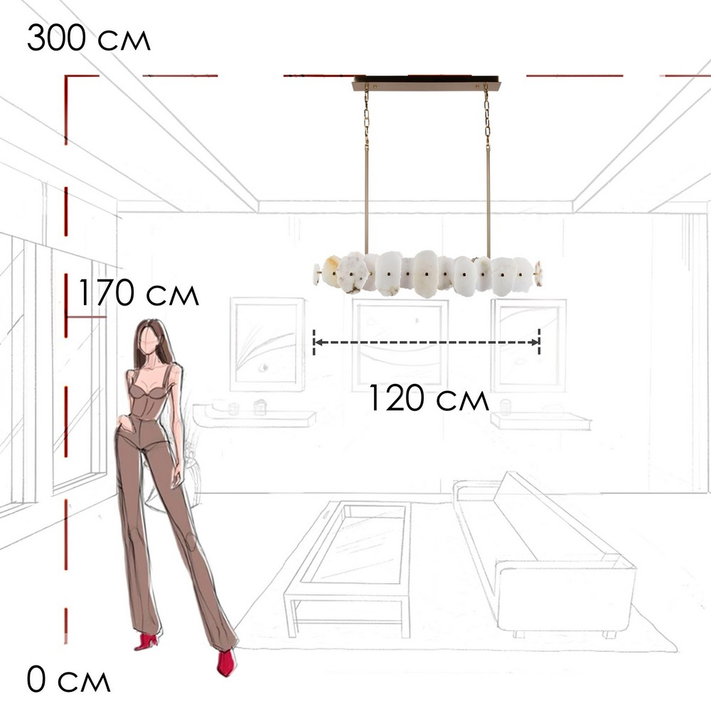Подвесной светильник с фигурными элементами из белого алебастра Cryptocrystalline Stone в Липецке