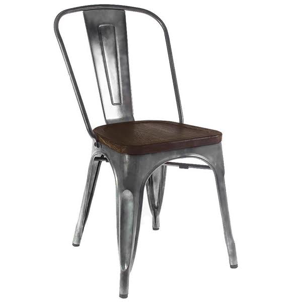 Кухонный стул Tolix Chair Wood Zinc Серебряный Коричневый Кухонный стул Tolix Chair Wood Zinc Серебряный Коричневый в Липецке | Loft Concept