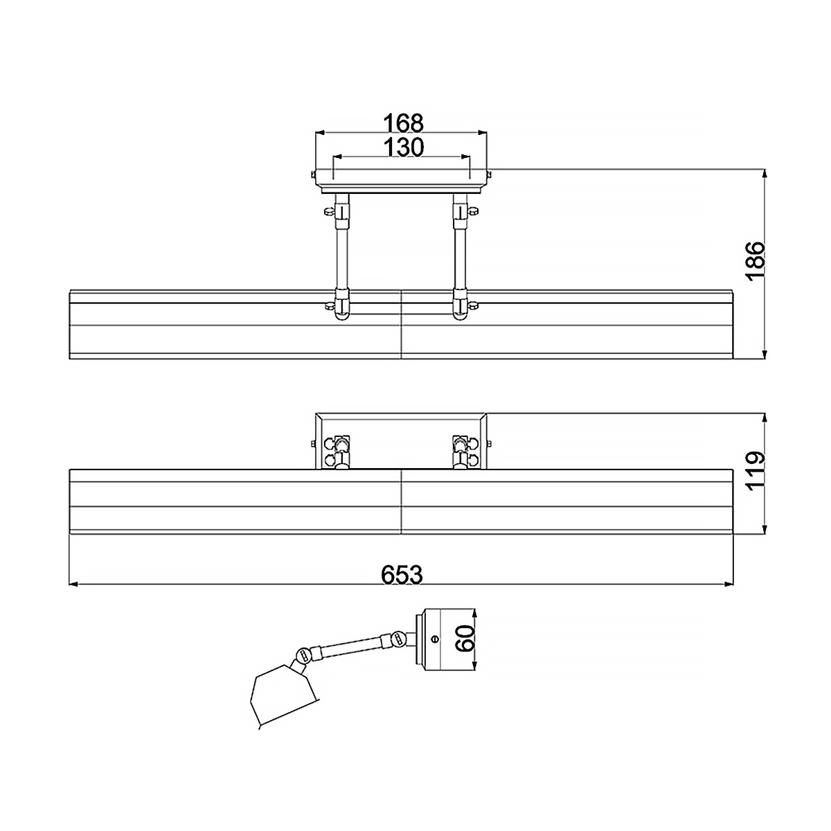 Светильник для картин с призматическим плафоном и двойными регулируемыми шарнирами Elstead Lighting в Липецке