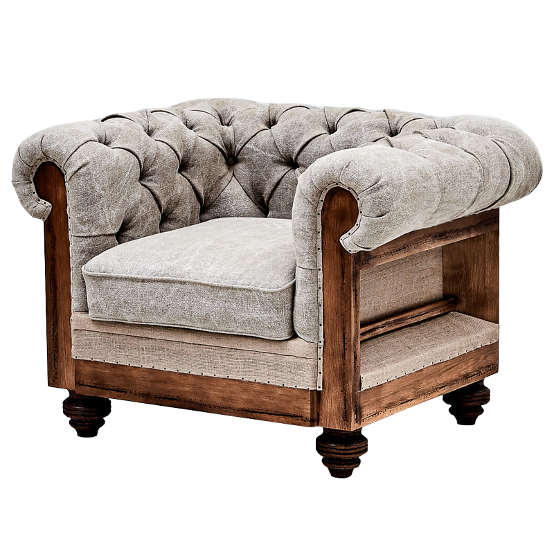 Кресло Deconstructed Chesterfield Armchair Gray Светло-серый Коричневый Кресло Deconstructed Chesterfield Armchair Gray Светло-серый Коричневый в Липецке | Loft Concept