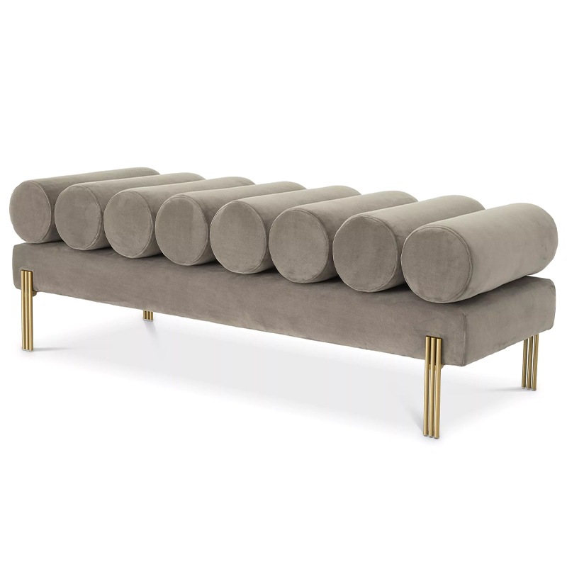 Банкетка Eichholtz Bench Oxley Grey Серый Латунь Банкетка Eichholtz Bench Oxley Grey Серый Латунь в Липецке | Loft Concept
