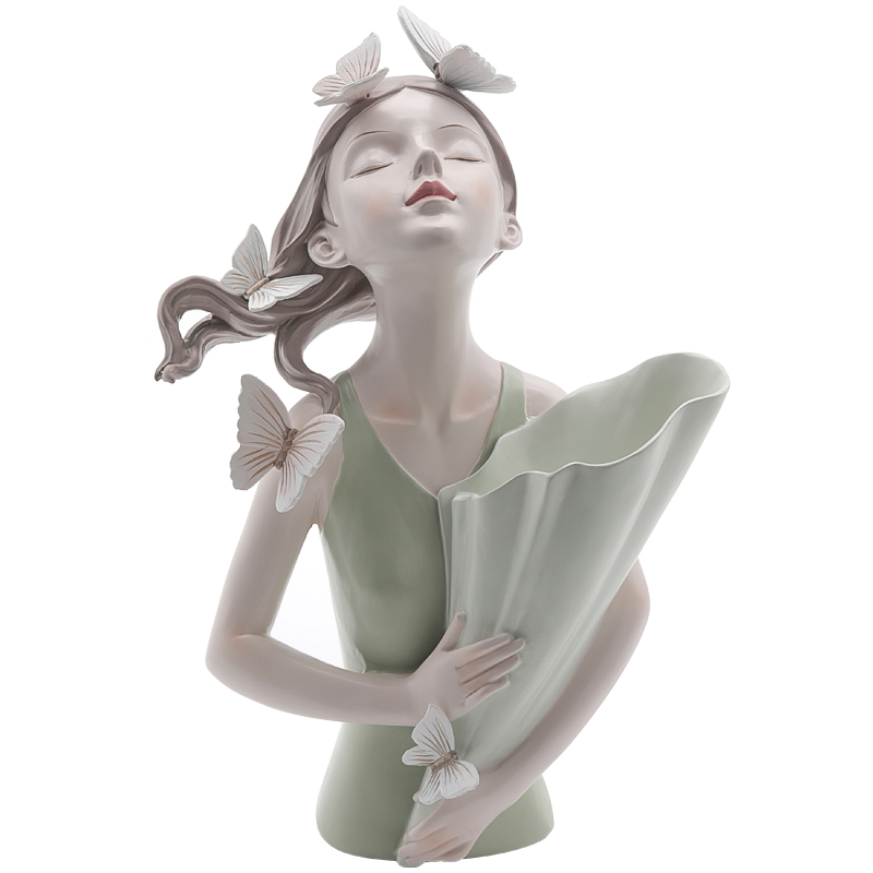 Статуэтка Butterfly Girl Vase Бежевый Белый Прозрачный зеленый Статуэтка Butterfly Girl Vase Бежевый Белый Прозрачный зеленый в Липецке | Loft Concept