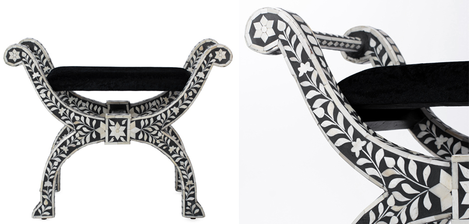 Табурет отделка кость черный BONE INLAY Jenny Stool Табурет отделка кость черный BONE INLAY Jenny Stool - Loft-Concept в Липецке