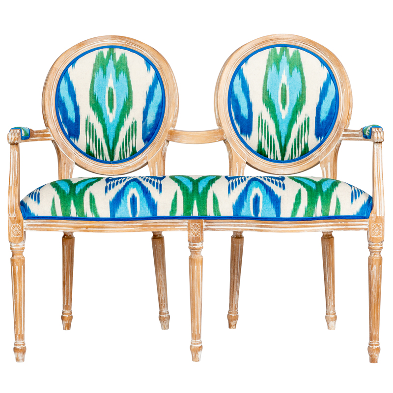 Диванетка с узором Ikat Pattern Белый Коричневый Мульти Диванетка с узором Ikat Pattern Белый Коричневый Мульти в Липецке | Loft Concept