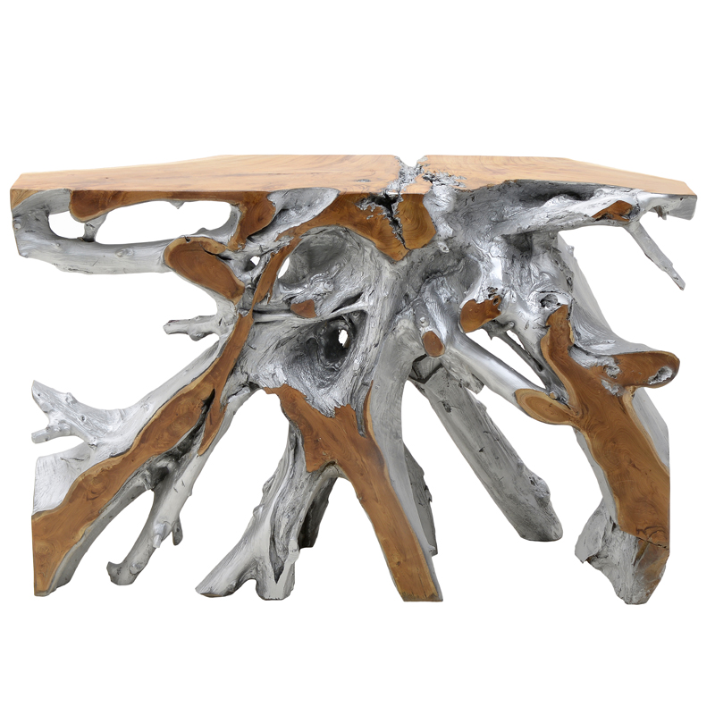 Консоль Luz Wood Console Серебряный Древесина Бежевый Консоль Luz Wood Console Серебряный Древесина Бежевый в Липецке | Loft Concept