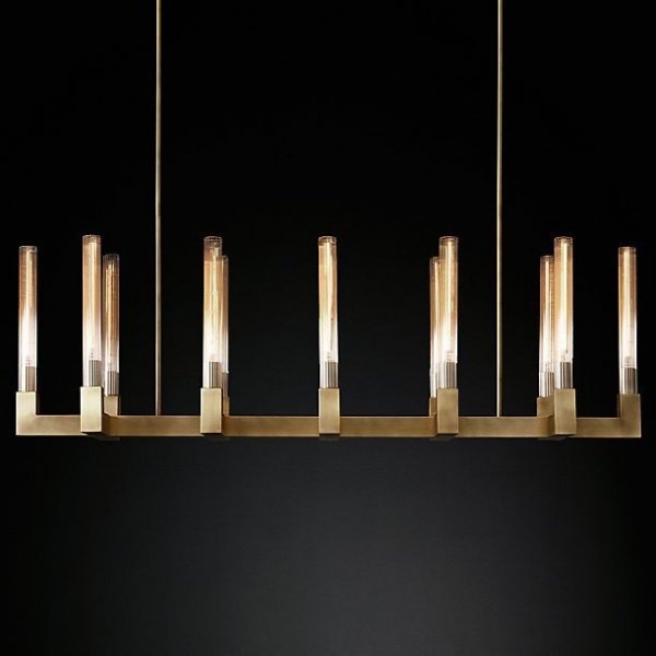 Люстра RH CANELLE Linear Chandelier 12 Modern Brass Латунь Люстра RH CANELLE Linear Chandelier 12 Modern Brass Латунь в Липецке | Loft Concept