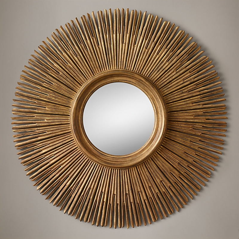 Restoration Hardware ROUND SUNBURST MIRROR Gold Винтажное Темное Золото Restoration Hardware ROUND SUNBURST MIRROR Gold Винтажное Темное Золото в Липецке | Loft Concept