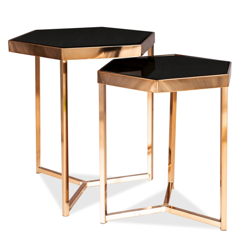 Комплект приставных столов Wally Side Table Золотой Шампань Черный Комплект приставных столов Wally Side Table Золотой Шампань Черный в Липецке | Loft Concept