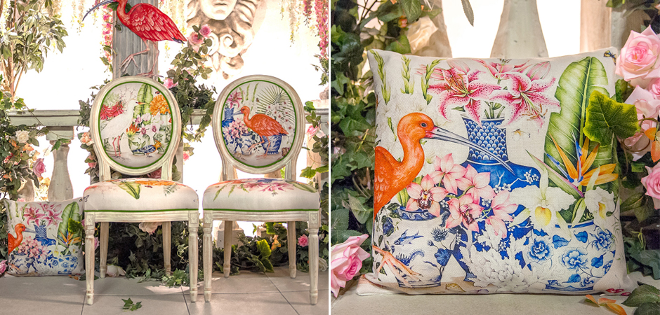 Декоративная подушка Flowers and Scarlet Ibis Pillow Декоративная подушка Flowers and Scarlet Ibis Pillow - Loft-Concept в Липецке