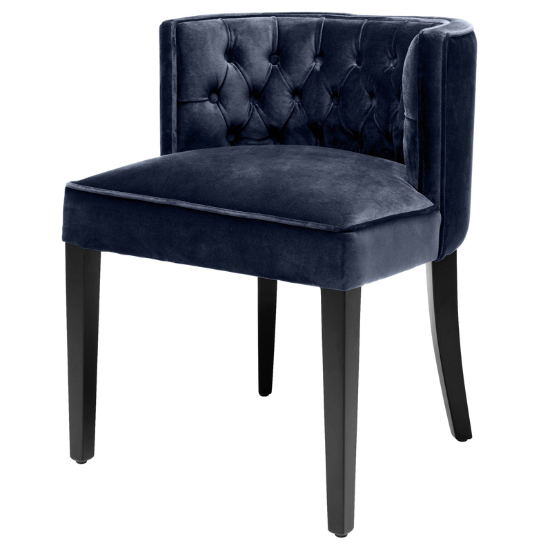 Стул Eichholtz Dining Chair Dearborn blue Темно-синий Черный Стул Eichholtz Dining Chair Dearborn blue Темно-синий Черный в Липецке | Loft Concept