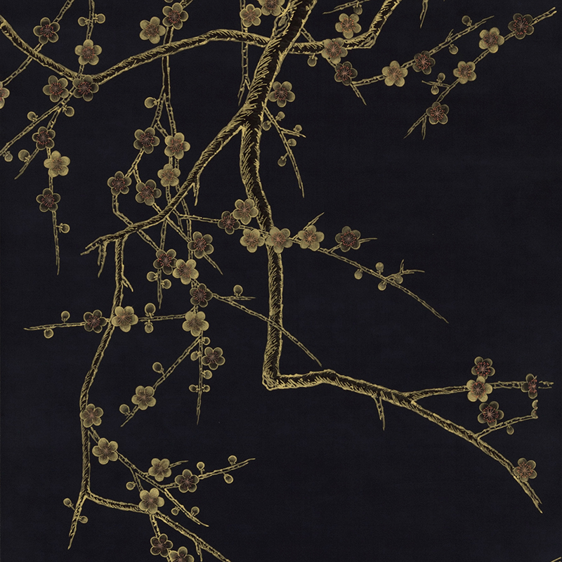 Обои ручная роспись Plum Blossom Colourway SC-226 on black painted silk Обои ручная роспись Plum Blossom Colourway SC-226 on black painted silk в Липецке | Loft Concept