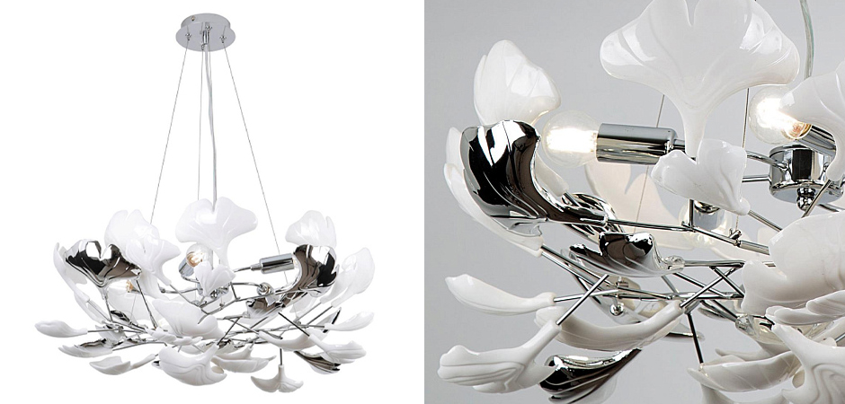 Люстра Wintery flover Chrome с Белыми декоративными плафонами Люстра Wintery flover Chrome с Белыми декоративными плафонами - Loft-Concept в Липецке