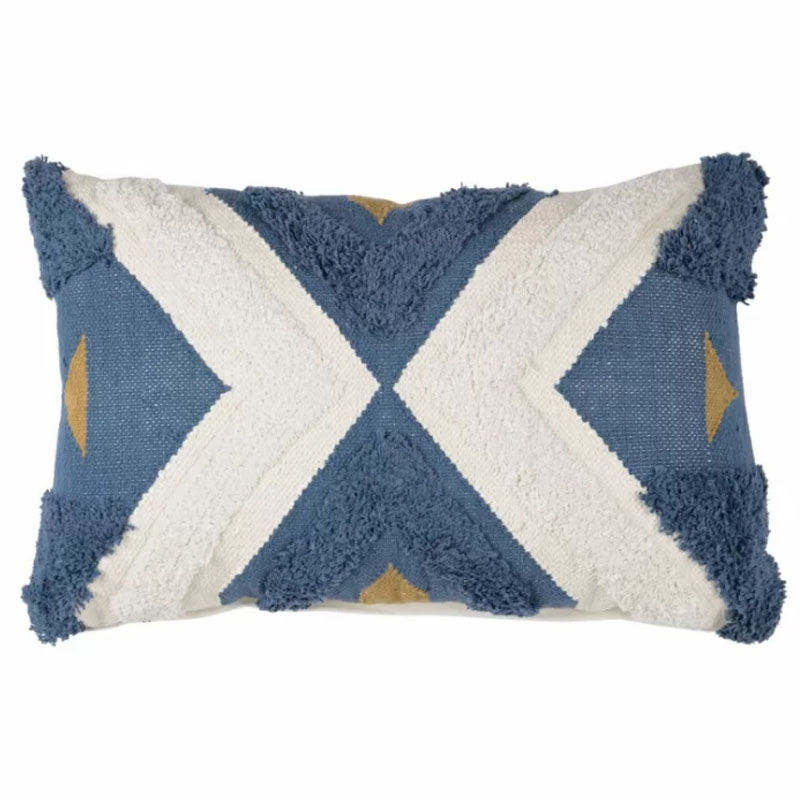 Подушка Blue Ikat Синий Белый Золотой Подушка Blue Ikat Синий Белый Золотой в Липецке | Loft Concept