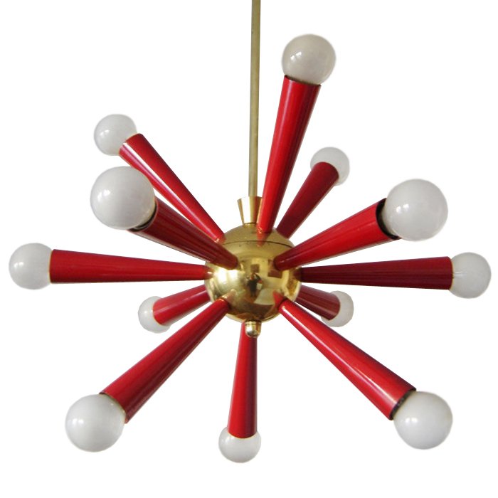 Люстра Mid Century Modern ATOMIC Sputnik Red Красный (Red) Золотой Люстра Mid Century Modern ATOMIC Sputnik Red Красный (Red) Золотой в Липецке | Loft Concept