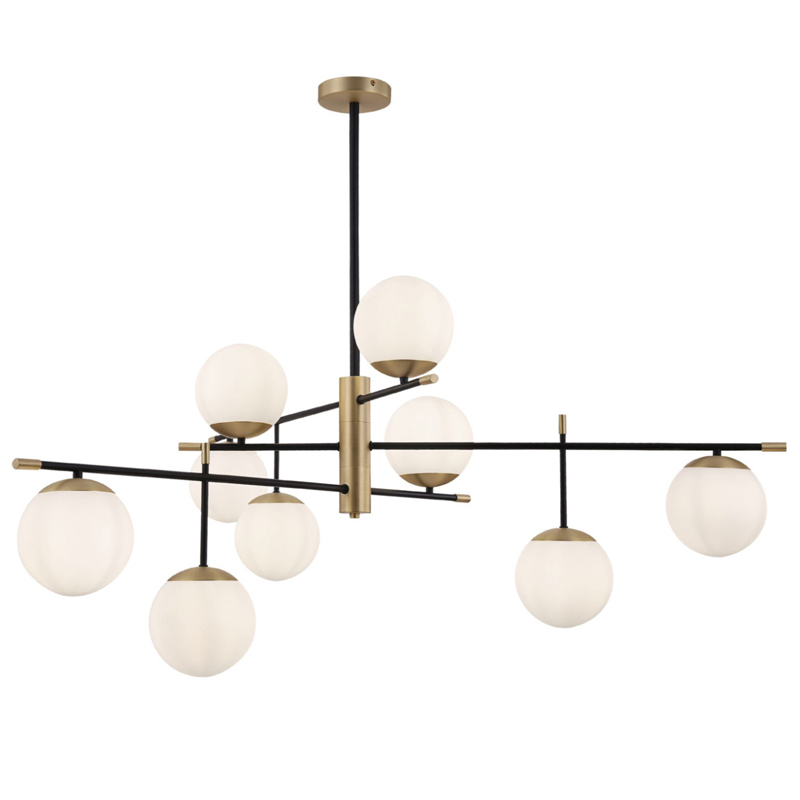 Светильник Spike Nine Balls Hanging Lamp матовое золото Прозрачный белый Светильник Spike Nine Balls Hanging Lamp матовое золото Прозрачный белый в Липецке | Loft Concept